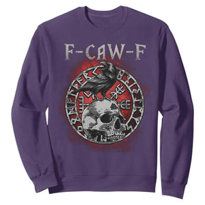 Funny F Caw F Viking Crow Sweatshirt Vegvisir Black Bird Gothic Skull Adult Humor TS11 Purple Print Your Wear