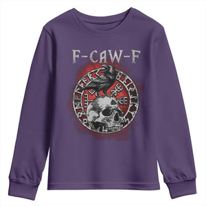 Funny F Caw F Viking Crow Youth Sweatshirt Vegvisir Black Bird Gothic Skull Adult Humor TS11 Purple Print Your Wear