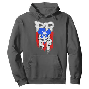 Puerto Rico Flag Hispanic Heritage Month Boricua Taino Coqui Frog Hoodie TS11 Dark Heather Print Your Wear
