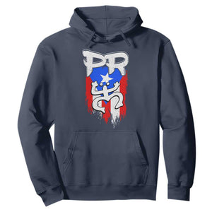 Puerto Rico Flag Hispanic Heritage Month Boricua Taino Coqui Frog Hoodie TS11 Navy Print Your Wear