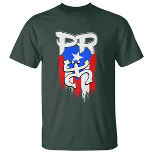 Puerto Rico Flag Hispanic Heritage Month Boricua Taino Coqui Frog T Shirt TS11 Dark Forest Green Print Your Wear