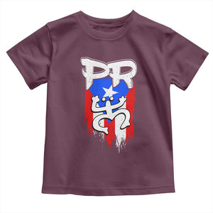Puerto Rico Flag Hispanic Heritage Month Boricua Taino Coqui Frog Toddler T Shirt TS11 Maroon Print Your Wear
