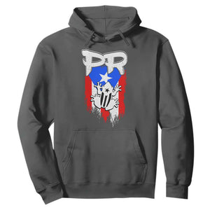Puerto Rico Flag Hispanic Heritage Month Boricua Coqui Frog Hoodie TS11 Dark Heather Print Your Wear