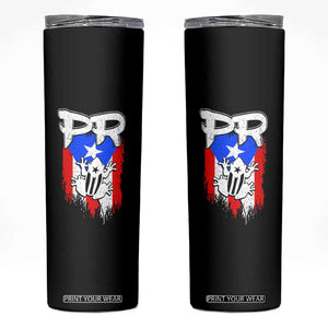 Puerto Rico Flag Hispanic Heritage Month Boricua Coqui Frog Skinny Tumbler TS11 Black Print Your Wear