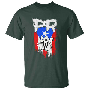 Puerto Rico Flag Hispanic Heritage Month Boricua Coqui Frog T Shirt TS11 Dark Forest Green Print Your Wear