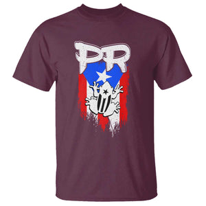 Puerto Rico Flag Hispanic Heritage Month Boricua Coqui Frog T Shirt TS11 Maroon Print Your Wear