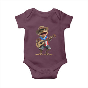 Puerto Rico Coqui Frog Puerto Rican Flag Taino Boricua Guitar Baby Onesie TS11 Maroon Print Your Wear