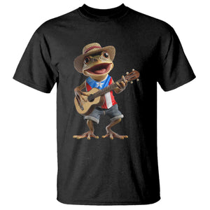 Puerto Rico Coqui Frog Puerto Rican Flag Taino Boricua Guitar T Shirt TS11 Black Print Your Wear