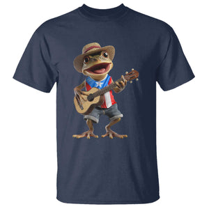 Puerto Rico Coqui Frog Puerto Rican Flag Taino Boricua Guitar T Shirt TS11 Navy Print Your Wear