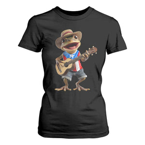 Puerto Rico Coqui Frog Puerto Rican Flag Taino Boricua Guitar T Shirt For Women TS11 Black Print Your Wear