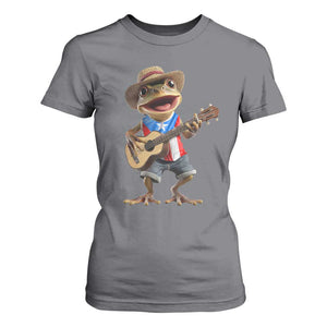 Puerto Rico Coqui Frog Puerto Rican Flag Taino Boricua Guitar T Shirt For Women TS11 Charcoal Print Your Wear