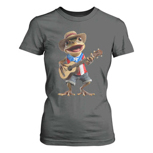 Puerto Rico Coqui Frog Puerto Rican Flag Taino Boricua Guitar T Shirt For Women TS11 Dark Heather Print Your Wear