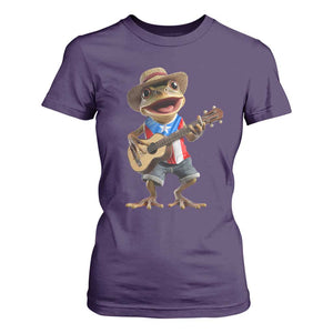 Puerto Rico Coqui Frog Puerto Rican Flag Taino Boricua Guitar T Shirt For Women TS11 Purple Print Your Wear