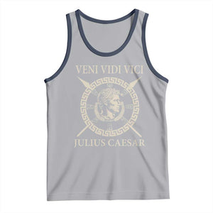 Julius Caesar Tank Top Veni Vidi Vici Roman History TS11 Athletic Heather Navy Print Your Wear