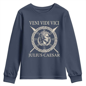 Julius Caesar Youth Sweatshirt Veni Vidi Vici Roman History TS11 Navy Print Your Wear