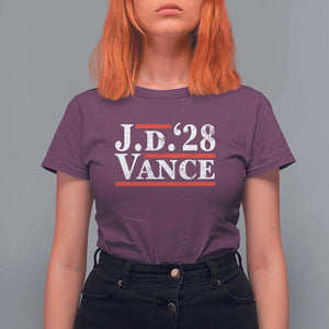 J.D Vance'28 T Shirt For Women US Presidential Election Vintage Stripes TS11 Maroon Print Your Wear
