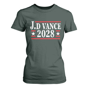 J.D Vance 2028 T Shirt For Women Vintage Striped Star TS11 Dark Forest Green Print Your Wear