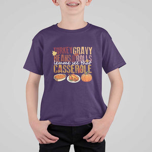 Thanksgiving T Shirt For Kid Turkey Gravy Beans And Rolls Lemme See That Casserole Foods TS11 Purple Print Your Wear