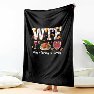 Thanksgiving Throw Blanket WTF Wine Turkey Family Autumn Season Leaves TS11 Print Your Wear