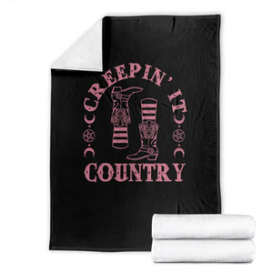 Halloween Cowgirl Throw Blanket Creepin It Country Cowboy Boots Witch Socks Pentagram TS11 Black Print Your Wear