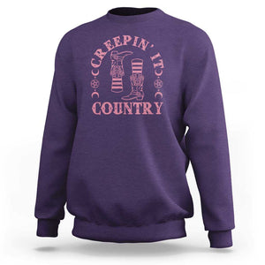 Halloween Cowgirl Sweatshirt Creepin It Country Cowboy Boots Witch Socks Pentagram TS11 Purple Print Your Wear