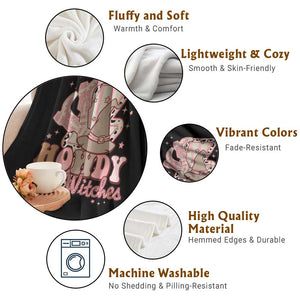 Halloween Cowgirl Throw Blanket Howdy Witches Cowboy Boots Witch Hat Thunder TS11 Print Your Wear