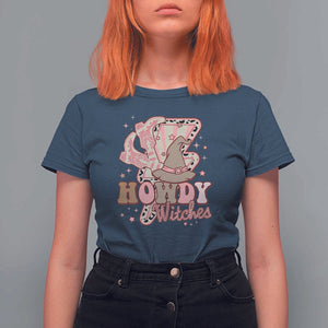 Halloween Cowgirl T Shirt For Women Howdy Witches Cowboy Boots Witch Hat Thunder TS11 Navy Print Your Wear