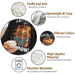 Funny Teacher Throw Blanket Fall In Love With Learning Autumn Pumpkin Reading Thanksgiving Pumpkin TS11 Print Your Wear