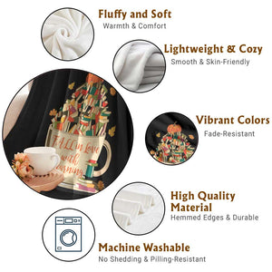 Funny Teacher Throw Blanket Fall In Love With Learning Autumn Pumpkin Reading Thanksgiving TS11 Print Your Wear