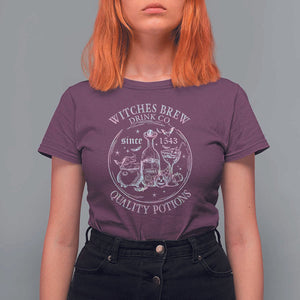 Halloween Witch Drinks T Shirt For Women Witches Brew Drink Co Since 1543 TS11 Maroon Print Your Wear