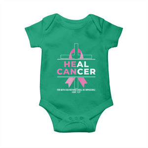 Male Breast Cancer Baby Onesie He Can Heal Cancer Christian Pink Ribbon TS11 Irish Green Print Your Wear