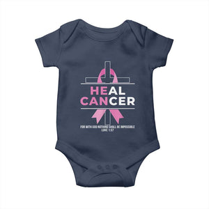 Male Breast Cancer Baby Onesie He Can Heal Cancer Christian Pink Ribbon TS11 Navy Print Your Wear