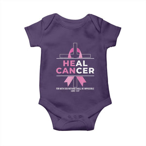 Male Breast Cancer Baby Onesie He Can Heal Cancer Christian Pink Ribbon TS11 Purple Print Your Wear
