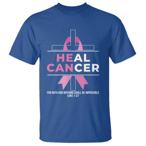 Male Breast Cancer T Shirt He Can Heal Cancer Christian Pink Ribbon TS11 Royal Blue Print Your Wear