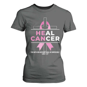 Male Breast Cancer T Shirt For Women He Can Heal Cancer Christian Pink Ribbon TS11 Dark Heather Print Your Wear