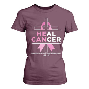 Male Breast Cancer T Shirt For Women He Can Heal Cancer Christian Pink Ribbon TS11 Maroon Print Your Wear