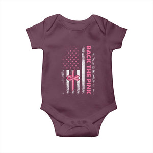 Breast Cancer Awareness Baby Onesie Back The Pink Warrior American Flag TS11 Maroon Print Your Wear