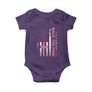 Breast Cancer Awareness Baby Onesie Back The Pink Warrior American Flag TS11 Purple Print Your Wear