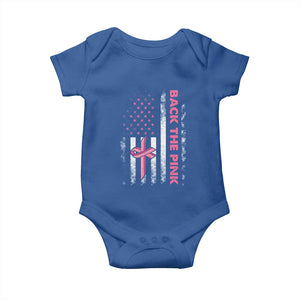 Breast Cancer Awareness Baby Onesie Back The Pink Warrior American Flag TS11 Royal Blue Print Your Wear
