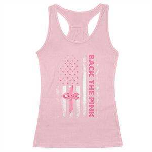 Breast Cancer Awareness Racerback Tank Top Back The Pink Warrior American Flag TS11 Light Pink Print Your Wear