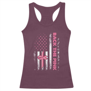 Breast Cancer Awareness Racerback Tank Top Back The Pink Warrior American Flag TS11 Maroon Print Your Wear
