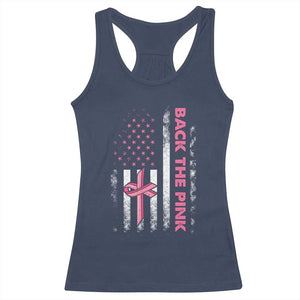 Breast Cancer Awareness Racerback Tank Top Back The Pink Warrior American Flag TS11 Navy Print Your Wear