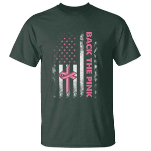 Breast Cancer Awareness T Shirt Back The Pink Warrior American Flag TS11 Dark Forest Green Print Your Wear