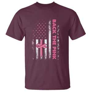 Breast Cancer Awareness T Shirt Back The Pink Warrior American Flag TS11 Maroon Print Your Wear