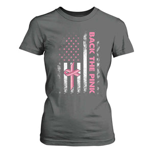 Breast Cancer Awareness T Shirt For Women Back The Pink Warrior American Flag TS11 Dark Heather Print Your Wear