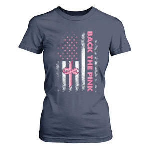 Breast Cancer Awareness T Shirt For Women Back The Pink Warrior American Flag TS11 Navy Print Your Wear