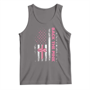 Breast Cancer Awareness Tank Top Back The Pink Warrior American Flag TS11 Deep Heather Print Your Wear