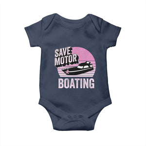 Funny Save Motor Boating Baby Onesie Breast Cancer Pink Ribbon TS11 Navy Print Your Wear