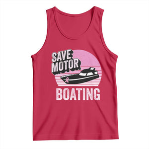Funny Save Motor Boating Tank Top Breast Cancer Pink Ribbon TS11 Red Print Your Wear