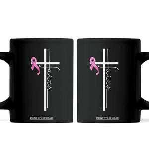 Christian Faith Breast Cancer Awareness Coffee Mug Pink Ribbon Christian Cross TS11 Black Print Your Wear